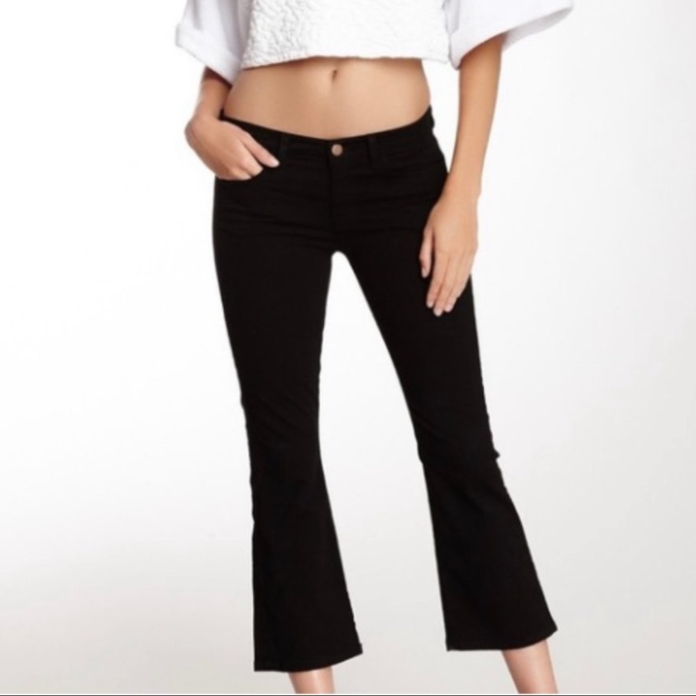 J BRAND Gigi Cropped Flare Jeans in Black Size 30
